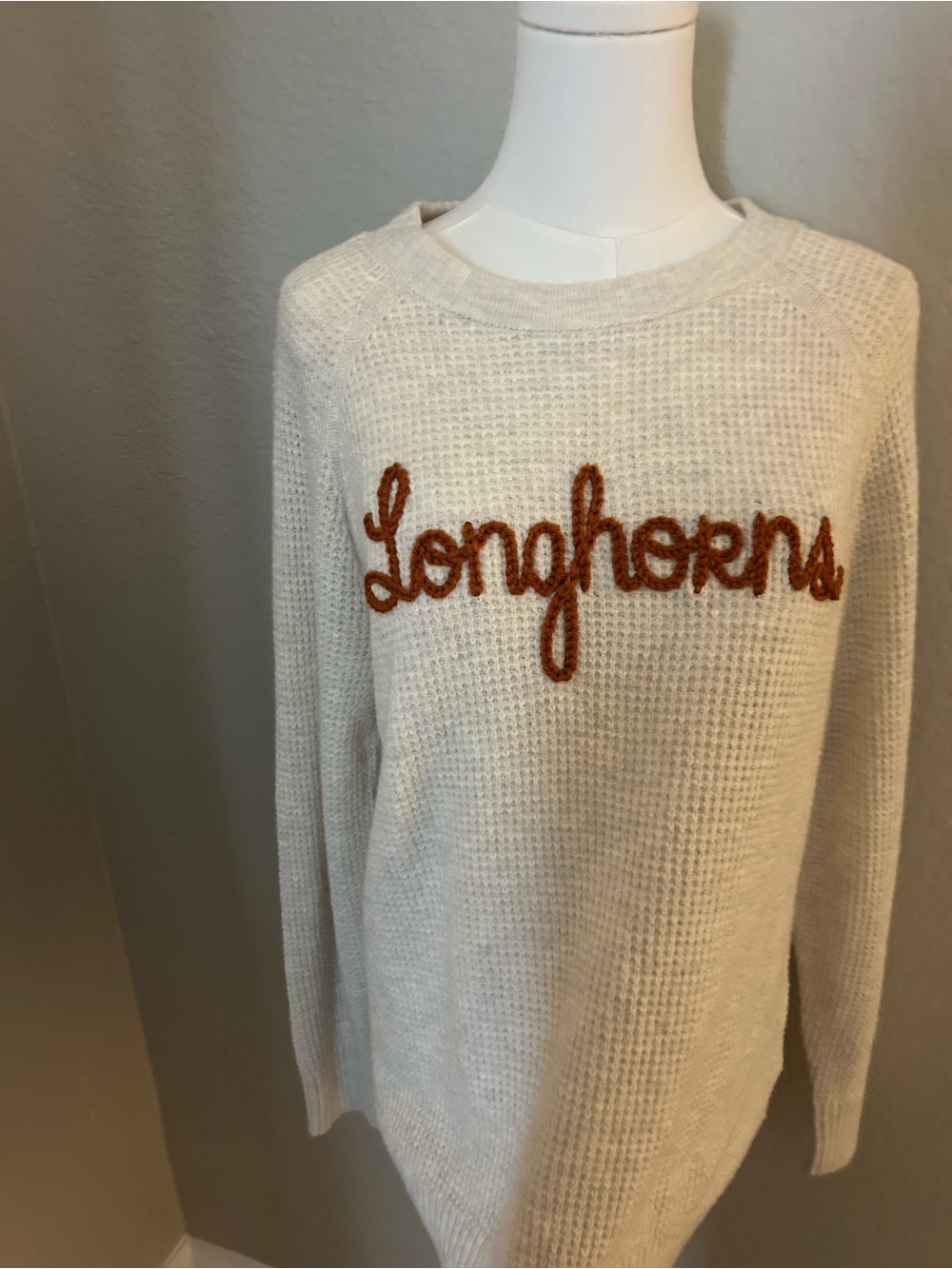 Cream Longhorns Embroidered Sweater